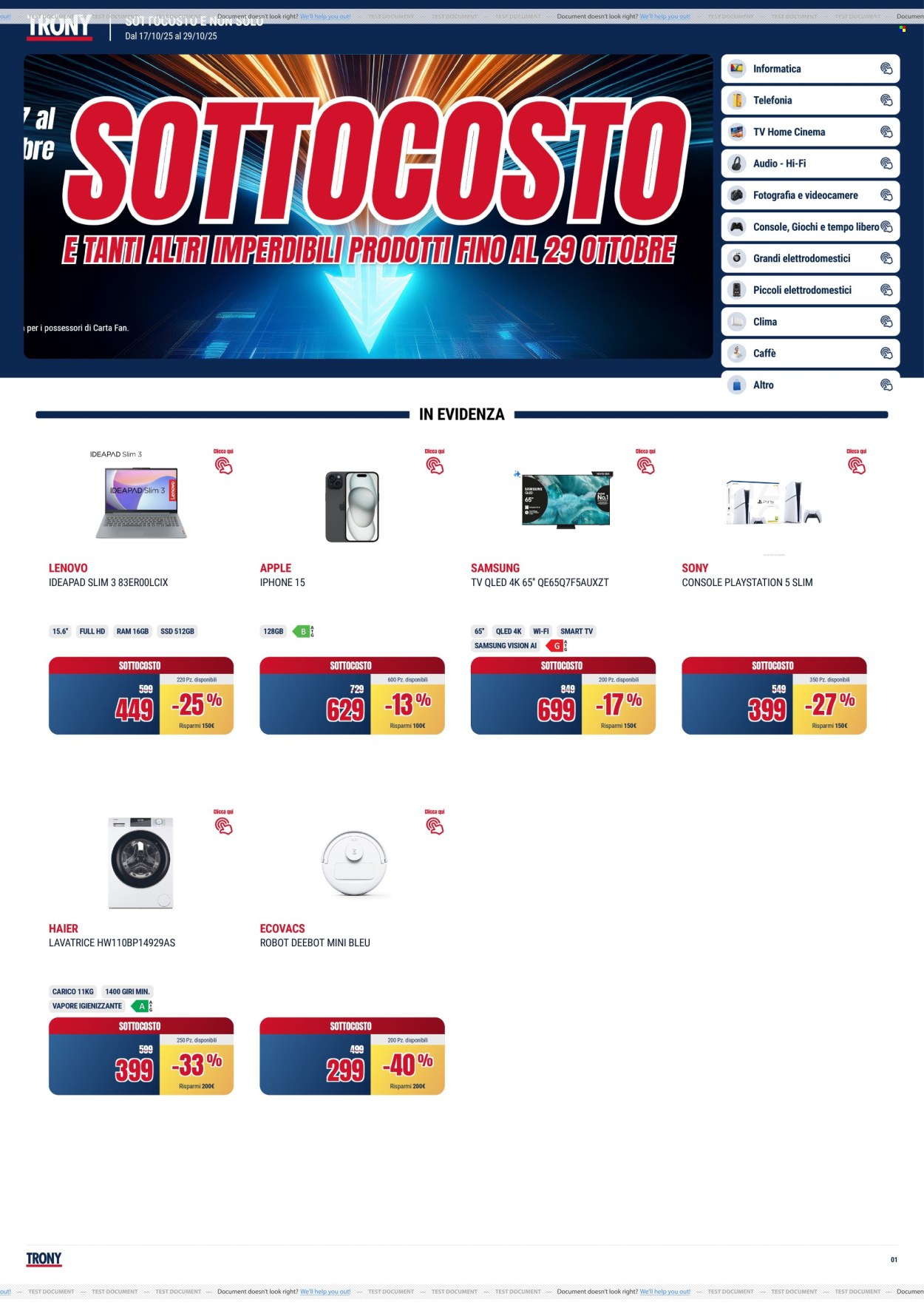 Volantino Trony - 17/10/2025 - 29/10/2025. Pagina 1