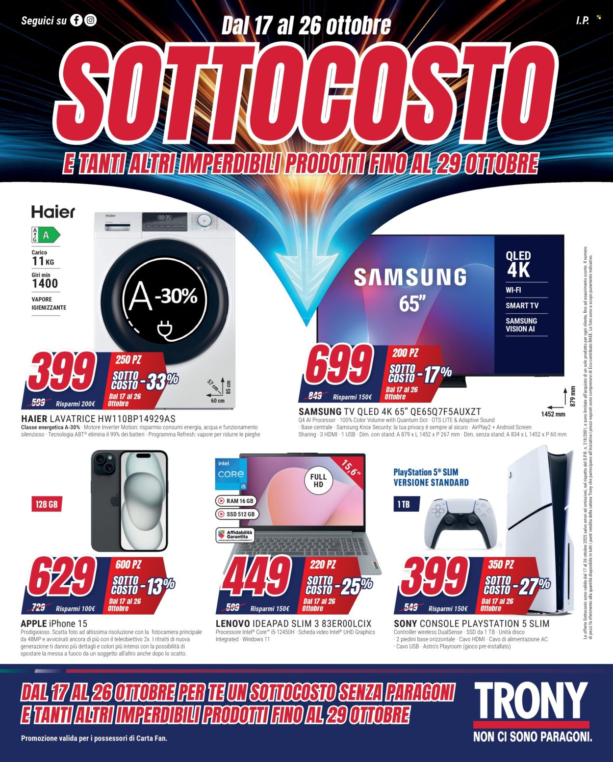 Volantino Trony - 17/10/2025 - 29/10/2025. Pagina 1