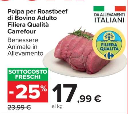 Polpa per Roastbeef di Bovino Adulto Filiera Qualità Carrefour