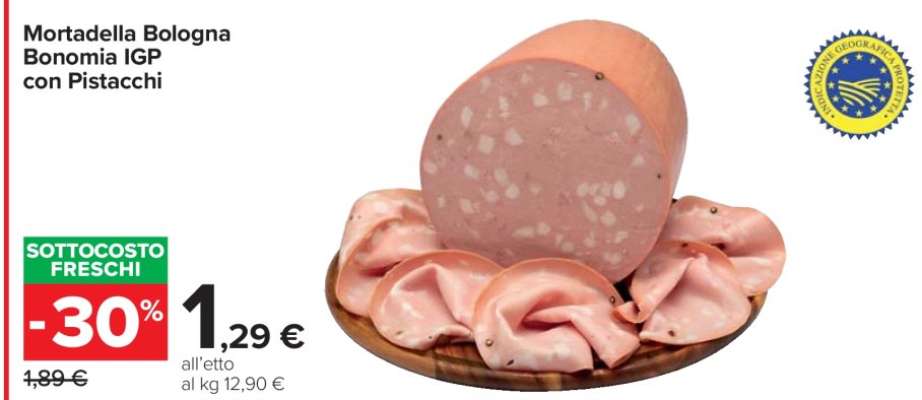 Mortadella Bologna Bonomia IGP con Pistacchi