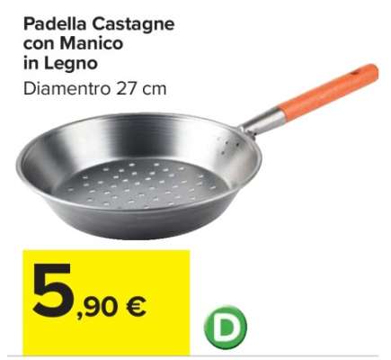 Padella Castagne con Manico in Legno
