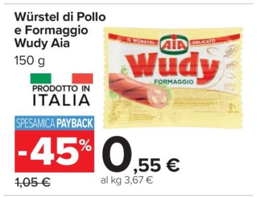 Würstel di Pollo e Formaggio Wudy Aia