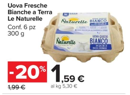 Uova Fresche Bianche a Terra Le Naturelle