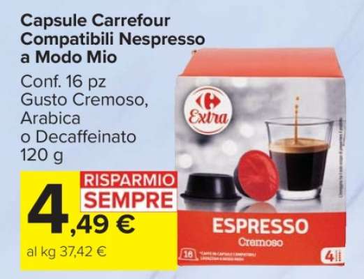 Capsule Carrefour Compatibili Nespresso a Modo Mio