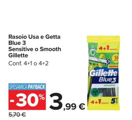 Rasoio Usa e Getta Blue 3 Sensitive o Smooth Gillette