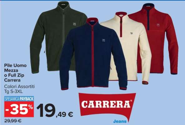 Pile Uomo Mezza o Full Zip Carrera
