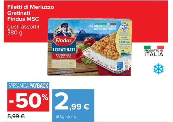 Filetti di Merluzzo Gratinati Findus MSC
