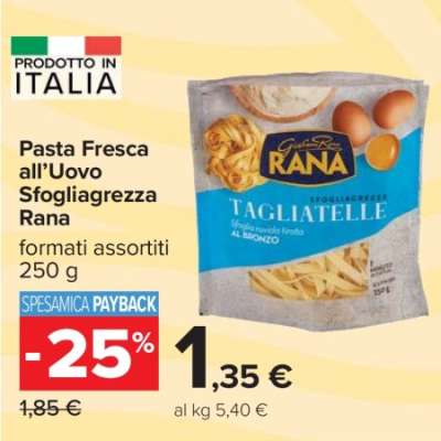 PASTA FRESCA ALL'UOVO SFOGLIAGREZZA RANA