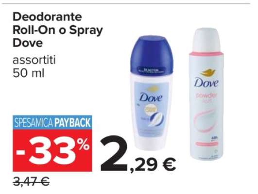 Deodorante Roll-On o Spray Dove