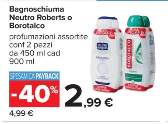 Bagnoschiuma Neutro Roberts o Borotalco