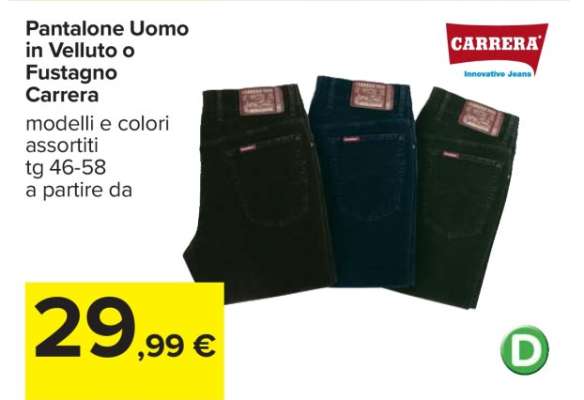 Pantalone Uomo in Velluto o Fustagno Carrera