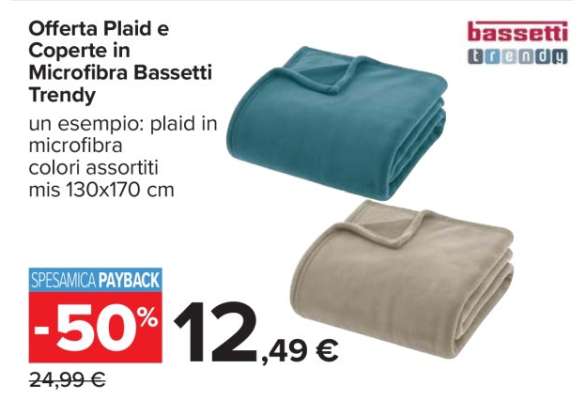 Offerta Plaid e Coperte in Microfibra Bassetti Trendy