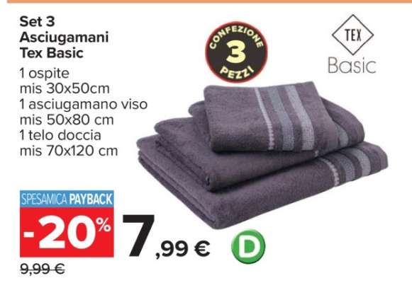 Set 3 Asciugamani Tex Basic