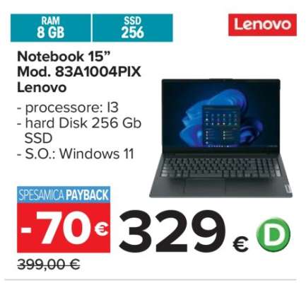 Notebook 15” Mod. 83A1004PIX Lenovo
