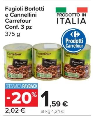Fagioli Borlotti e Cannellini Carrefour Conf. 3 pz