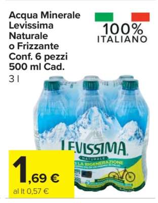 Acqua Minerale Levissima Naturale o Frizzante