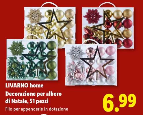 LIVARNO home Decorazione per albero di Natale, 51 pezzi