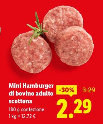 Mini hamburger di bovino adulto scottona