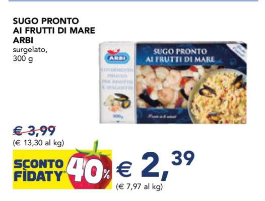 SUGO PRONTO AI FRUTTI DI MARE ARBI