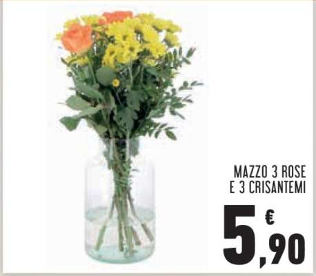 MAZZO 3 ROSE E 3 CRISANTEMI