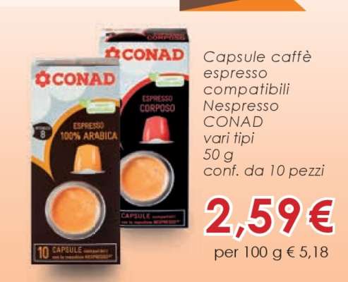 Capsule caffè espresso compatibili Nespresso CONAD