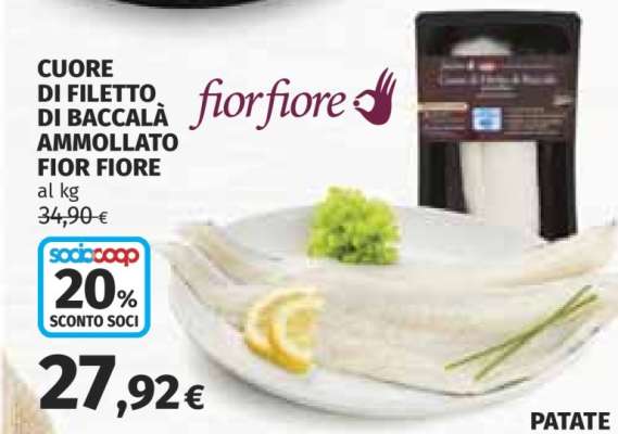 CUORE DI FILETTO DI BACCALÀ AMMOLLATO FIOR FIORE