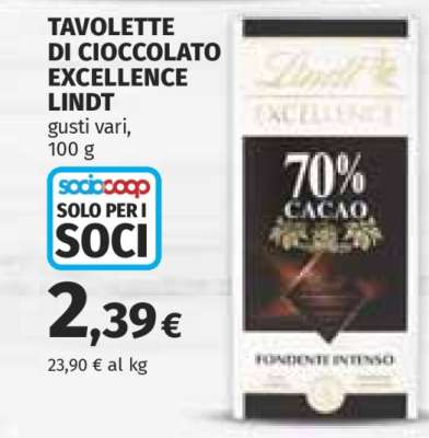 TAVOLETTE DI CIOCCOLATO EXCELLENCE LINDT