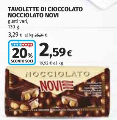 TAVOLETTE DI CIOCCOLATO NOCCIOLATO NOVI