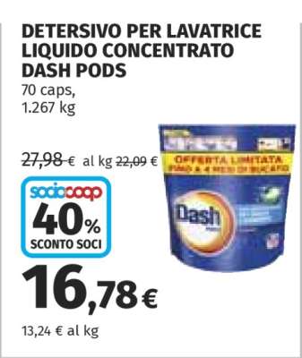 Detersivo per lavatrice liquido concentrato Dash Pods