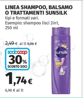 LINEA SHAMPOO, BALSAMO O TRATTAMENTI SUNSILK