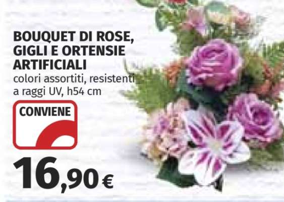 BOUQUET DI ROSE, GIGLI E ORTENSIE ARTIFICIALI