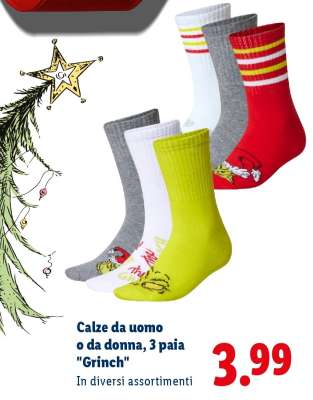 Calze da uomo o da donna, 3 paia "Grinch"