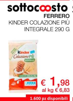 FERRERO KINDER COLAZIONE PIÙ INTEGRALE 290 G