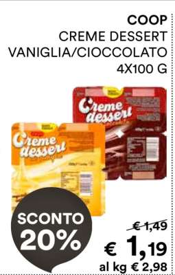COOP CREME DESSERT VANIGLIA/CIOCCOLATO 4X100 G