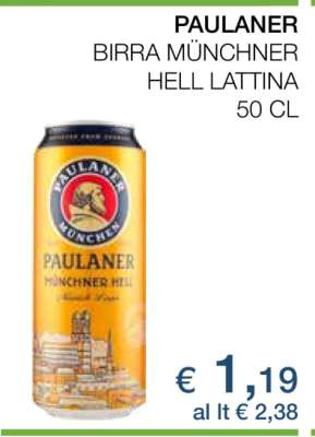 PAULANER BIRRA MÜNCHNER HELL LATTINA