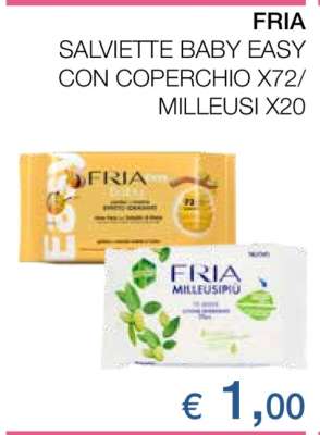 FRIA SALVIETTE BABY EASY CON COPERCHIO X72/ MILLEUSI X20