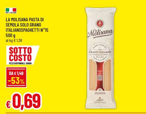 LA MOLISANA PASTA DI SEMOLA SOLO GRANO ITALIANO SPAGHETTI N°15