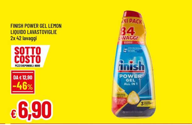 FINISH POWER GEL LEMON LIQUIDO LAVASTOVIGLIE