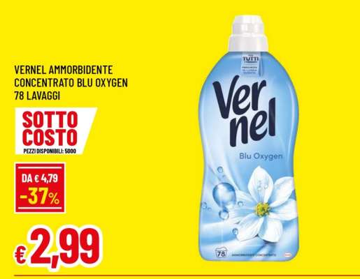 VERNEL AMMORBIDENTE CONCENTRATO BLU OXYGEN 78 LAVAGGI