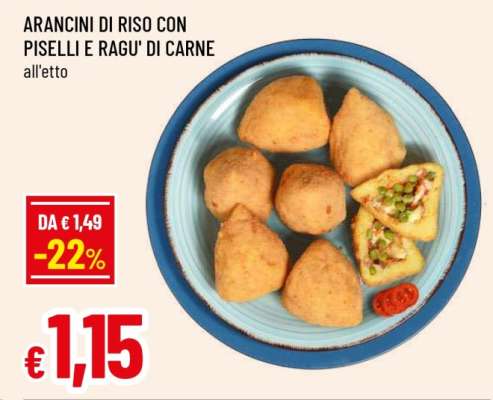 Arancini di riso con piselli e ragu' di carne