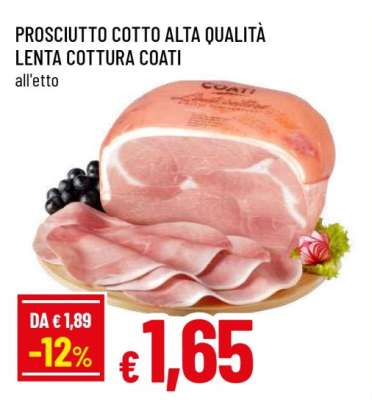 PROSCIUTTO COTTO ALTA QUALITÀ LENTA COTTURA COATI