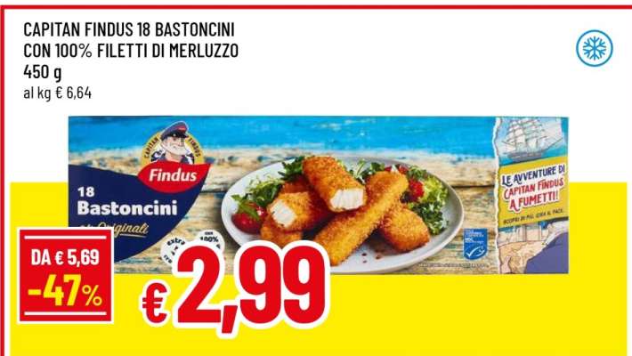 CAPITAN FINDUS 18 BASTONCINI CON 100% FILETTI DI MERLUZZO