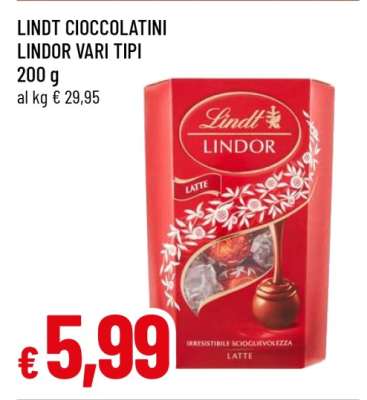 LINDT CIOCCOLATINI LINDOR VARI TIPI