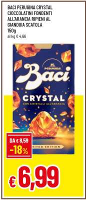 Baci Perugina Crystal Cioccolatini Fondenti All'arancia Ripieni Al Gianduia Scatola