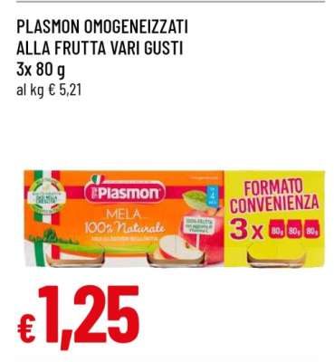 PLASMON OMOGENEIZZATI ALLA FRUTTA VARI GUSTI