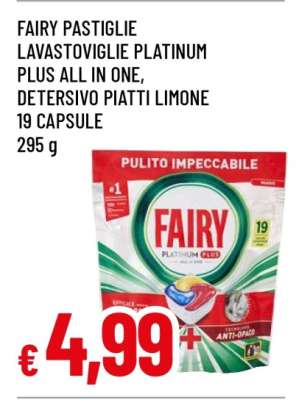 FAIRY PASTIGLIE LAVASTOVIGLIE PLATINUM PLUS ALL IN ONE, DETERSIVO PIATTI LIMONE 19 CAPSULE
