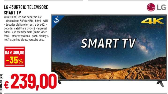 LG 43UR781C TELEVISORE SMART TV