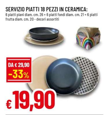 SERVIZIO PIATTI 18 PEZZI IN CERAMICA