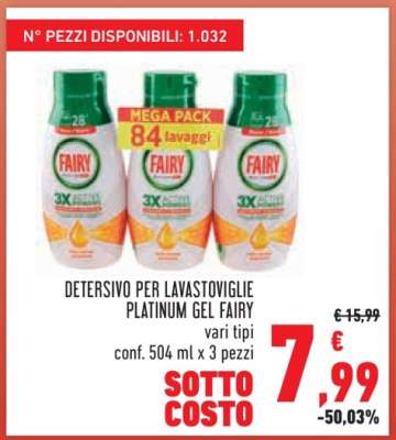 Detersivo per Lavastoviglie Platinum Gel Fairy