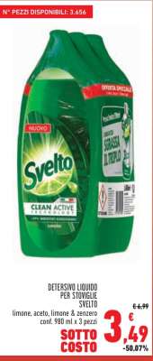 DETERSIVO LIQUIDO PER STOVIGLIE SVELTO